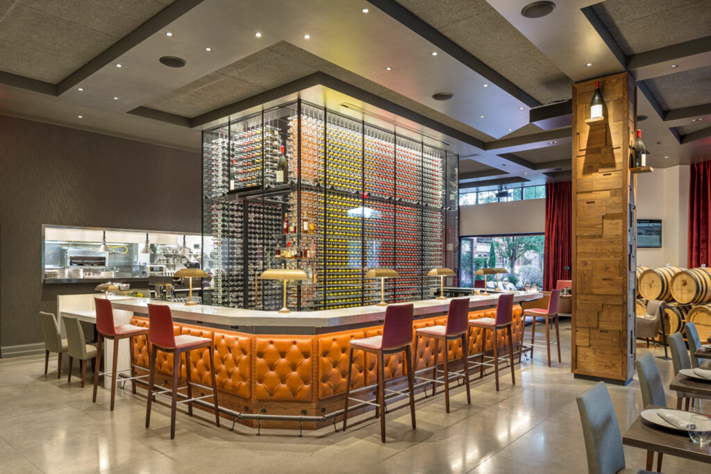 Temperature controlled wine vault and full kitchen at Domaine Serene Wine Lounge in Lake Oswego