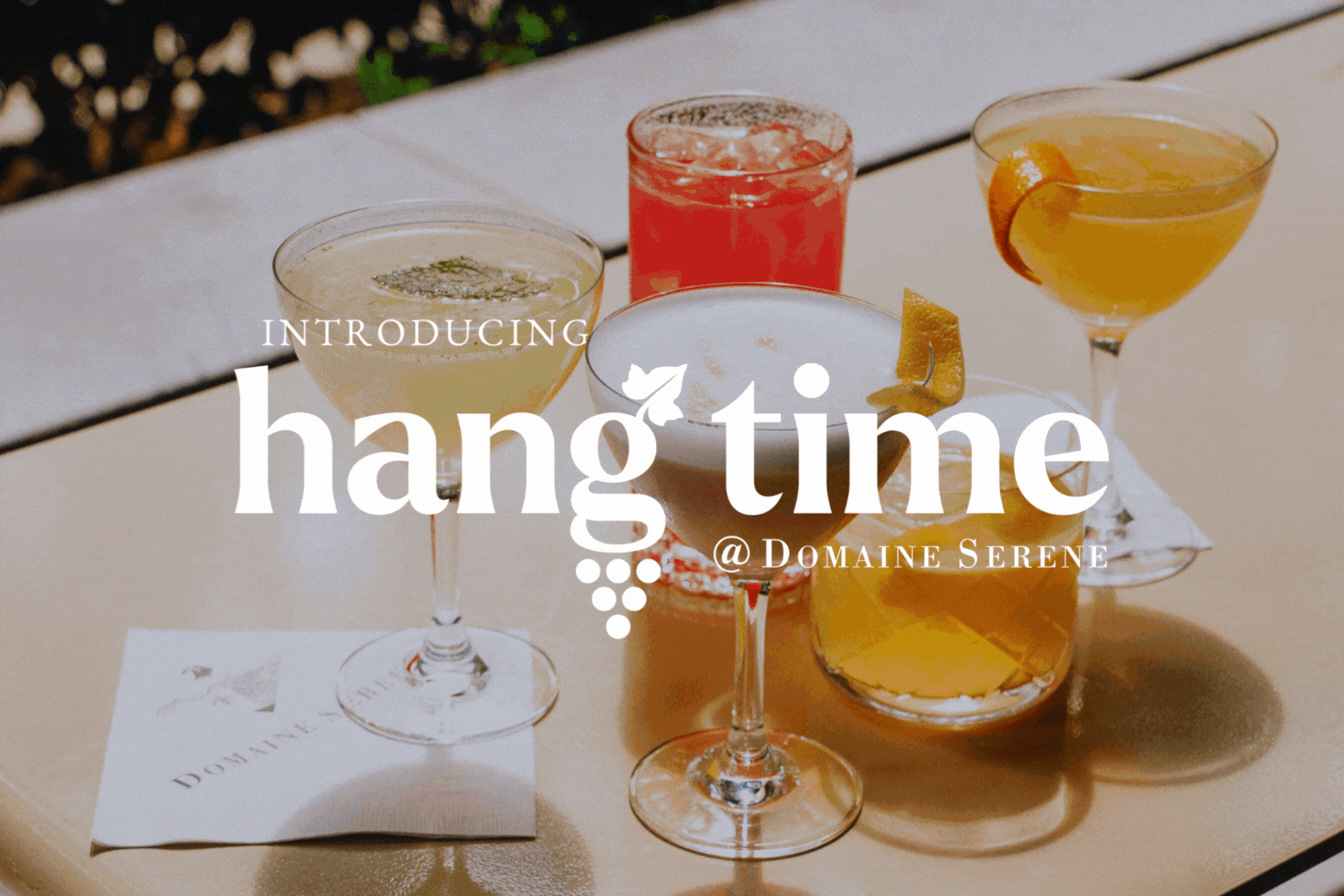 Introducing Hang Time at Domaine Serene, including a slide show featuring wine, food, and cocktails.