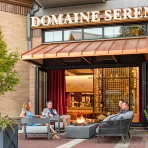 people sitting on patio at Domaine Serene Wine Lounge Lake Oswego