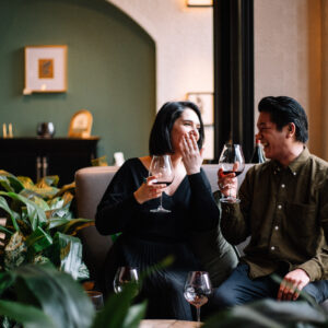 couple drinking wine at domaine serene wine lounge
